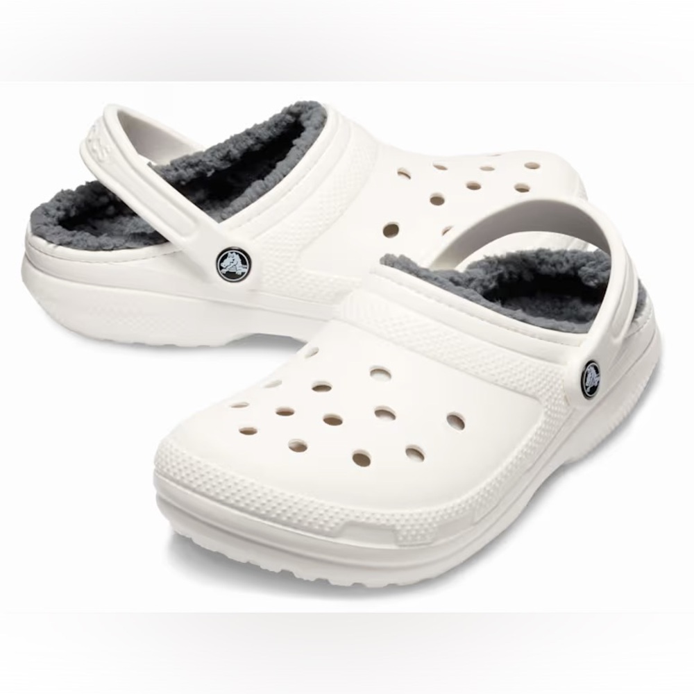 CROCS Classic White Fleece-Lined Clogs | 6